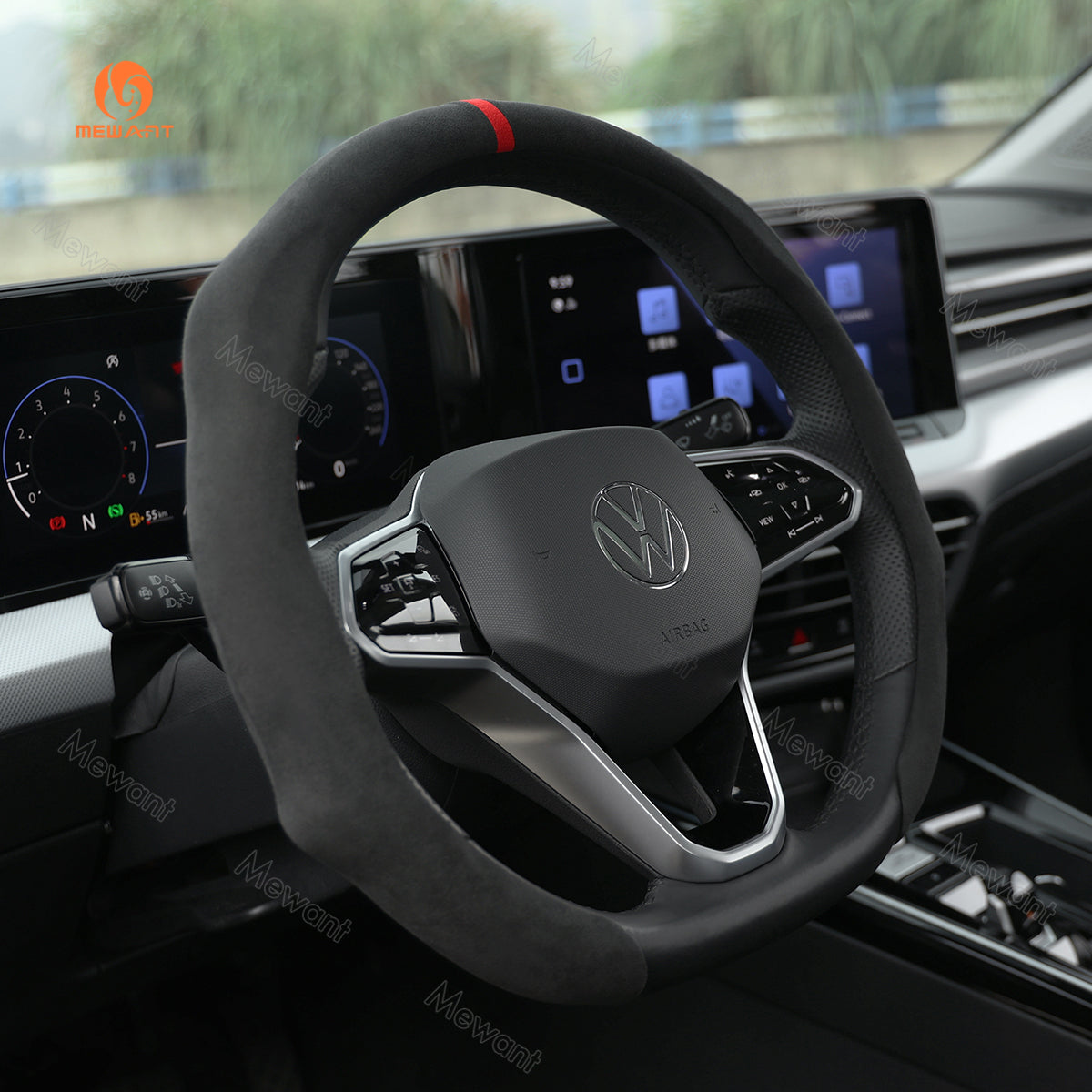 38 cm universal black suede Alcantara car steering wheel cover car  accessories.