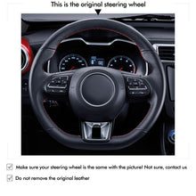 Carica l'immagine nel visualizzatore Galleria, MEWANT Black Leather Car Steering Wheel Cover for MG ZS EV HS MG3 MG5 MG6 EZS - Alcantara, Leather, Carbon Fiber, Easy Install, Non - Slip, Best Steering Wheel Cover