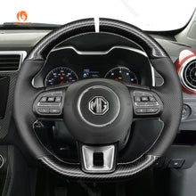 Carica l'immagine nel visualizzatore Galleria, MEWANT Black Leather Car Steering Wheel Cover for MG ZS EV HS MG3 MG5 MG6 EZS - Alcantara, Leather, Carbon Fiber, Easy Install, Non - Slip, Best Steering Wheel Cover