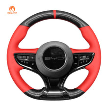 Load image into Gallery viewer, MEWANT Black Leather Suede Car Steering Wheel Cover for for BYD Seal 2023 - 2024 - Alcantara, Leather, Carbon Fiber, Easy Install, Non - Slip, Best Steering Wheel Cover