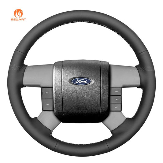 MEWANT Genuine Leather Car Steering Wheel Cove for Ford F150 F250 F350 2004 - 2008 - Alcantara, Leather, Carbon Fiber, Easy Install, Non - Slip, Best Steering Wheel Cover
