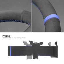 Load image into Gallery viewer, MEWANT Hand Stitch Black Leather Suede Car Steering Wheel Cover for Dacia (Renault) Duster Dokker Lodgy Logan Sandero - Mewant Cover