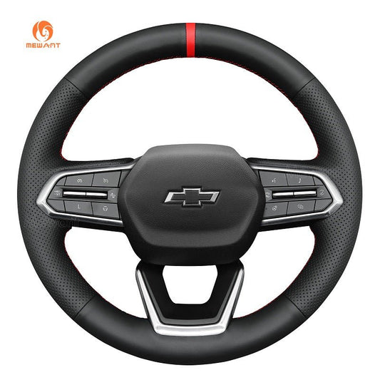 MEWANT Hand Stitch Carbon Fiber Black Leather Suede Car Steering Wheel Cover for Chevrolet Equinox 2025 - Alcantara, Leather, Carbon Fiber, Easy Install, Non - Slip, Best Steering Wheel Cover