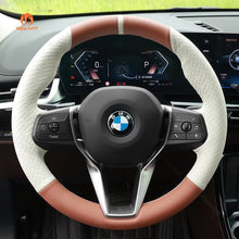 Charger l'image dans la visionneuse de galerie, MEWANT Leather Car Steering Wheel Cover for for BMW X1 U11 2023 - 2024 / X2 U10 2024 - Alcantara, Leather, Carbon Fiber, Easy Install, Non - Slip, Best Steering Wheel Cover