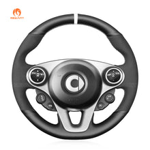 Load image into Gallery viewer, MEWANT Real Leather Suede Car Steering Wheel Cover for Smart New Fortwo Forfour 2015 - 2017 - Alcantara, Leather, Carbon Fiber, Easy Install, Non - Slip, Best Steering Wheel Cover