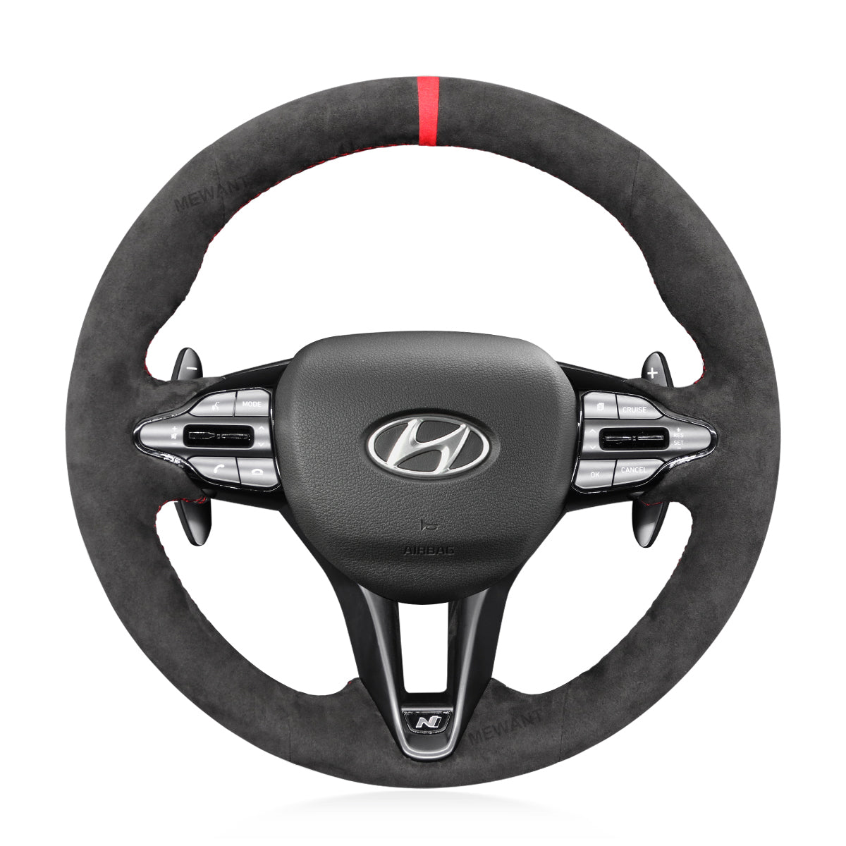 MEWANT AlcantaraCar Steering Wheel Cover for Hyundai i30 N 2018-2020 /  Veloster N 2019-2021 – Mewant steering wheel cover