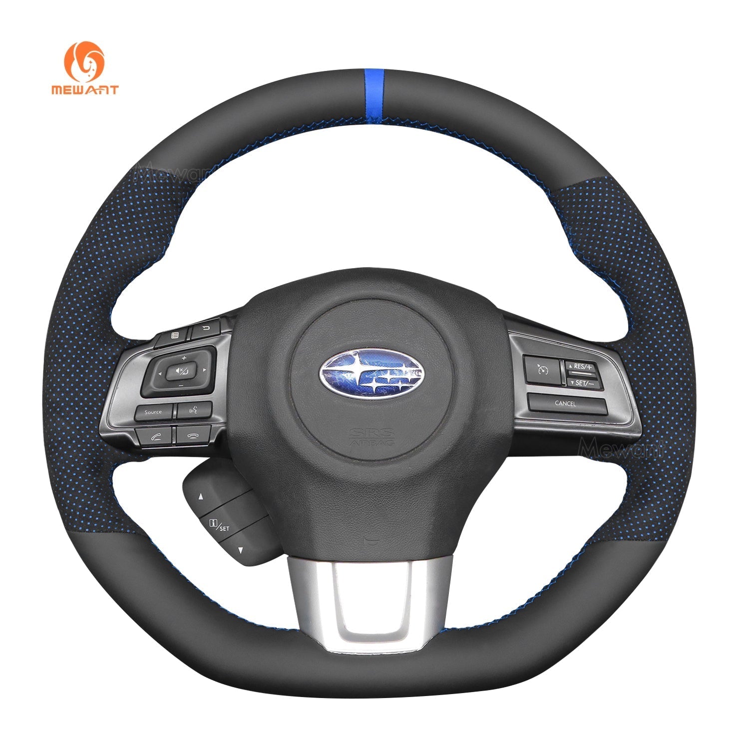 Custom Subaru steering wheel cover by Mewant for WRX, STI, Levorg, Forester, Outback, and more