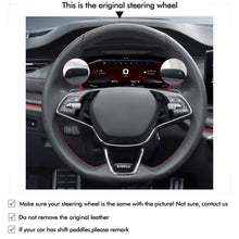 Load image into Gallery viewer, MEWANT Black Leather Suede Car Steering Wheel Cover for Skoda Octavia VRS RS /Fabia
