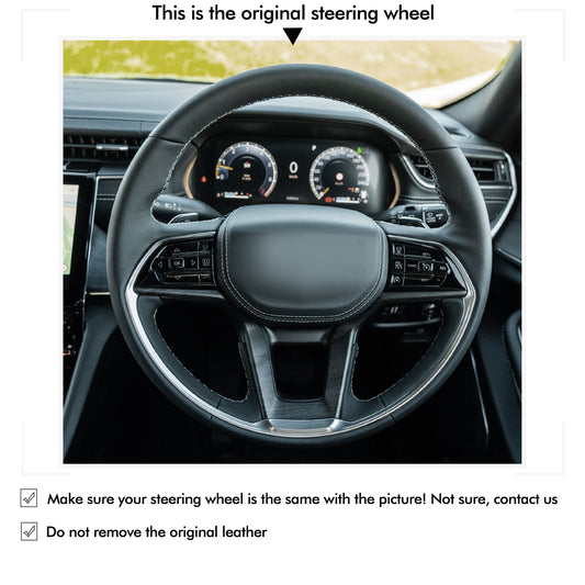 MEWAN Genuine Leather Car Steering Wheel Cove for Jeep Grand Cherokee V(WL) / Grand Cherokee L
