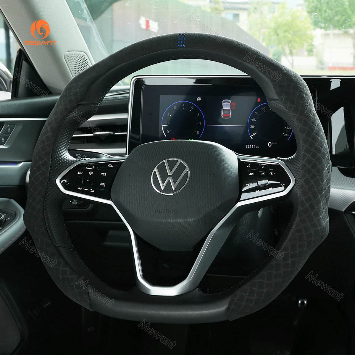 MEWANT Alcantara Car Steering Wheel Cover for Kia Car Steering Wrap  Hand-Stitched for Kia Stinger (GT) 2018-2022