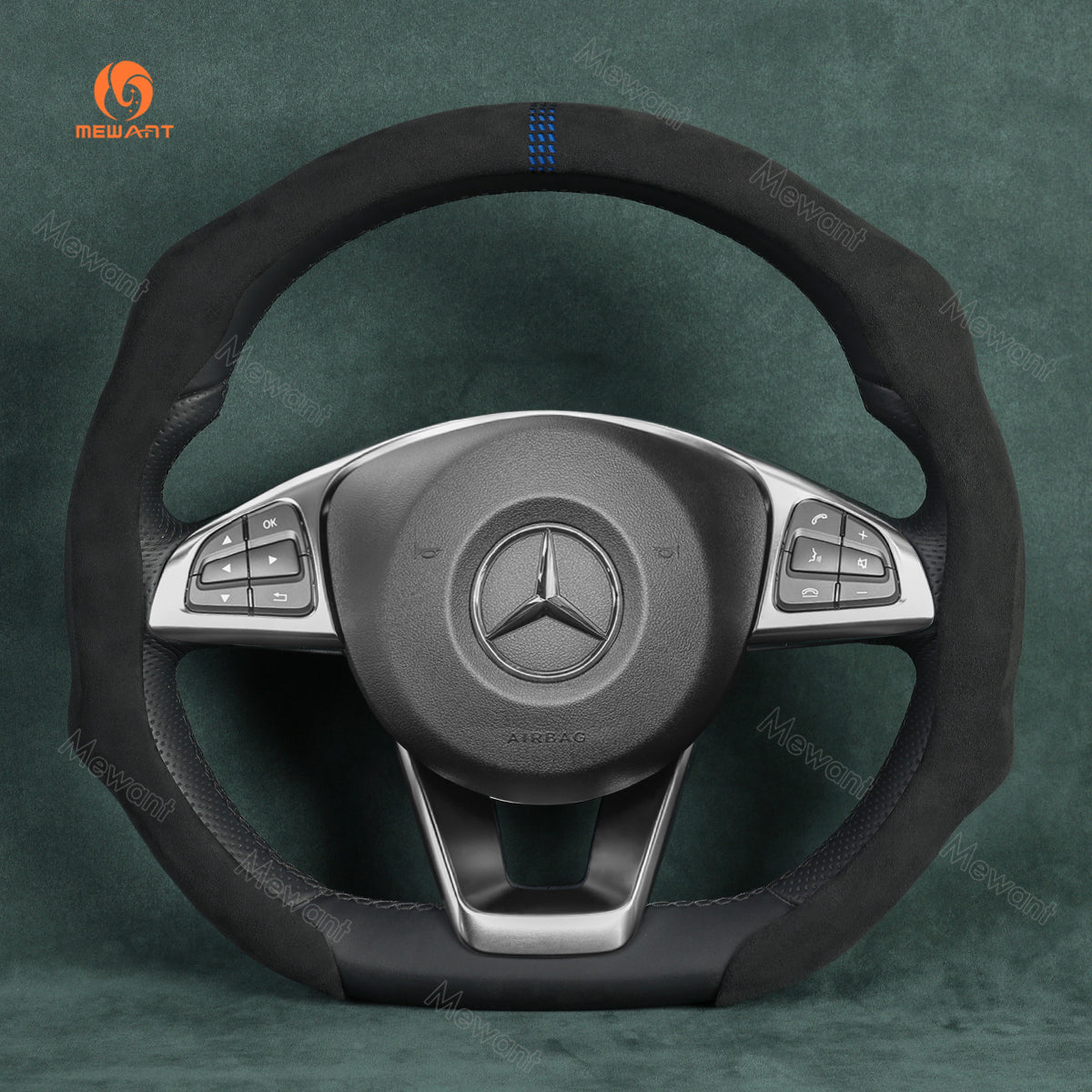 MEWANT 5D Universal Alcantara U-Shape Steering Wheel Cover Wrap for Al