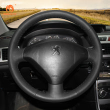 Load image into Gallery viewer, MEWANT Black Leather Suede Car Steering Wheel Cover for Peugeot 307 / 307 SW

