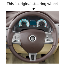 Cargue la imagen en el visor de la Galería, MEWANT Black Leather Suede Car Steering Wheel Cover for Jaguar XF XF S XF Sportbrake
