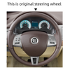 MEWANT Black Leather Suede Car Steering Wheel Cover for Jaguar XF XF S XF Sportbrake