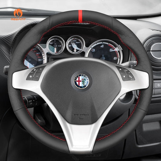 MEWANT Carbon Fiber Wildleder Athsuede Auto Lenkradbezug für Alfa Romeo Giulietta 2010-2014 / MiTo 2008-2015