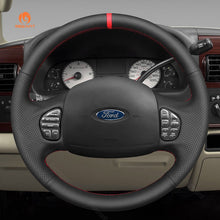 Cargue la imagen en el visor de la galería, MEWANT Hand Stitch Dark Grey Alcantara Car Steering Wheel Cover for Ford F-250 F-350 F-450 F-550 2003-2007Excursion 2002-2005
