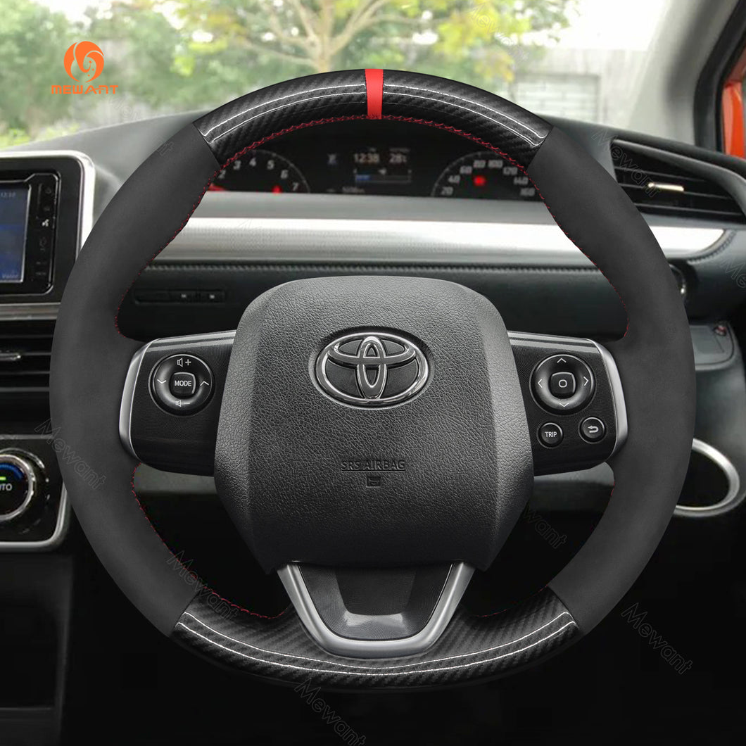 MEWAN Genuine Leather Car Steering Wheel Cove for Toyota Sienta 2015-2024