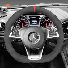 Bild in den Galerie-Viewer laden, Car steering wheel cover for Mercedes Benz AMG GT C190 R190 2016-2019 / AMG C 63 W205 2015-2018 / AMG C 63 S W205 2015-2018 / AMG CLA 45 C117 2015-2019 / AMG CLS 63 S C218 2015-2018 / AMG E 43 W213 2017-2018 / AMG E 63 S W213 2018 / AMG GLC 63 X253 C253 2018-2019 / AMG GLC 63 S X253 C253 2019 / AMG GLE 63 W166 2016-2018 / AMG GLE 63 S W166  2016-2019 / AMG GLS 63 X166 2017-2019 / AMG S 63 W222 2014-2017 / AMG S 65 W222 2015-2017 / AMG SLC 43 R172 2017-2020 / AMG SL 63 2017-2019
