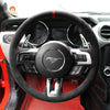 MEWANT Hand Stitch Dark Grey Alcantara Car Steering Wheel Cover for Ford Mustang 2015-2020