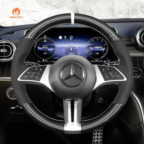 Car Steering Wheel Cover for Mercedes-Benz C-Class (W206) 2021-2023 / EQE (V295) 2022-2023 / B-Class (W247) 2023 / GLC-Class (X254) 2022-2023