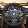 MEWANT Hand Stitch Black Suede Leather Carbon Fiber Car Steering Wheel Cover for BMW 1 Series E81 E82 E87 E88 2008-2012 / 3 Series E90 E91 E92 E93 2006-2011