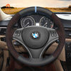MEWANT Hand Stitch Dark Alcantara Car Steering Wheel Cover for BMW 1 Series E81 E82 E87 E88 / 3 Series E90 E91 E92 E93 / X1 E84