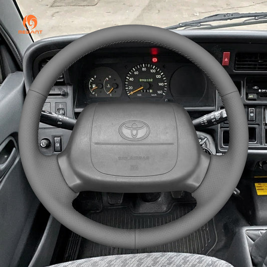 MEWANT Black Leather Suede Car Steering Wheel Cover for Toyota Tacoma
