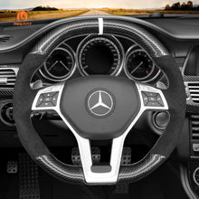 Carica l&#39;immagine nel visualizzatore di Gallery, MEWANT DIY Dark Grey Alcantara Car Steering Wheel Cover for Mercedes Benz AMG C63 W204 AMG CLA 45 CLS 63 AMG C218 S-Model C218 W212
