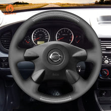 Cargue la imagen en el visor de la Galería, MEWANT Black Leather Suede Car Steering Wheel Cover for Nissan Almera (N16) / Almera Tino / X-Trail (T30) / Primera (P12) /Terrano 2 / Serena / Pathfinder /Bluebird Sylphy / Caravan / Expert /
