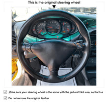 Cargue la imagen en el visor de la Galería, MEWANT Black Leather Suede Car Steering Wheel Cover for Porsche 911 Turbo 996
