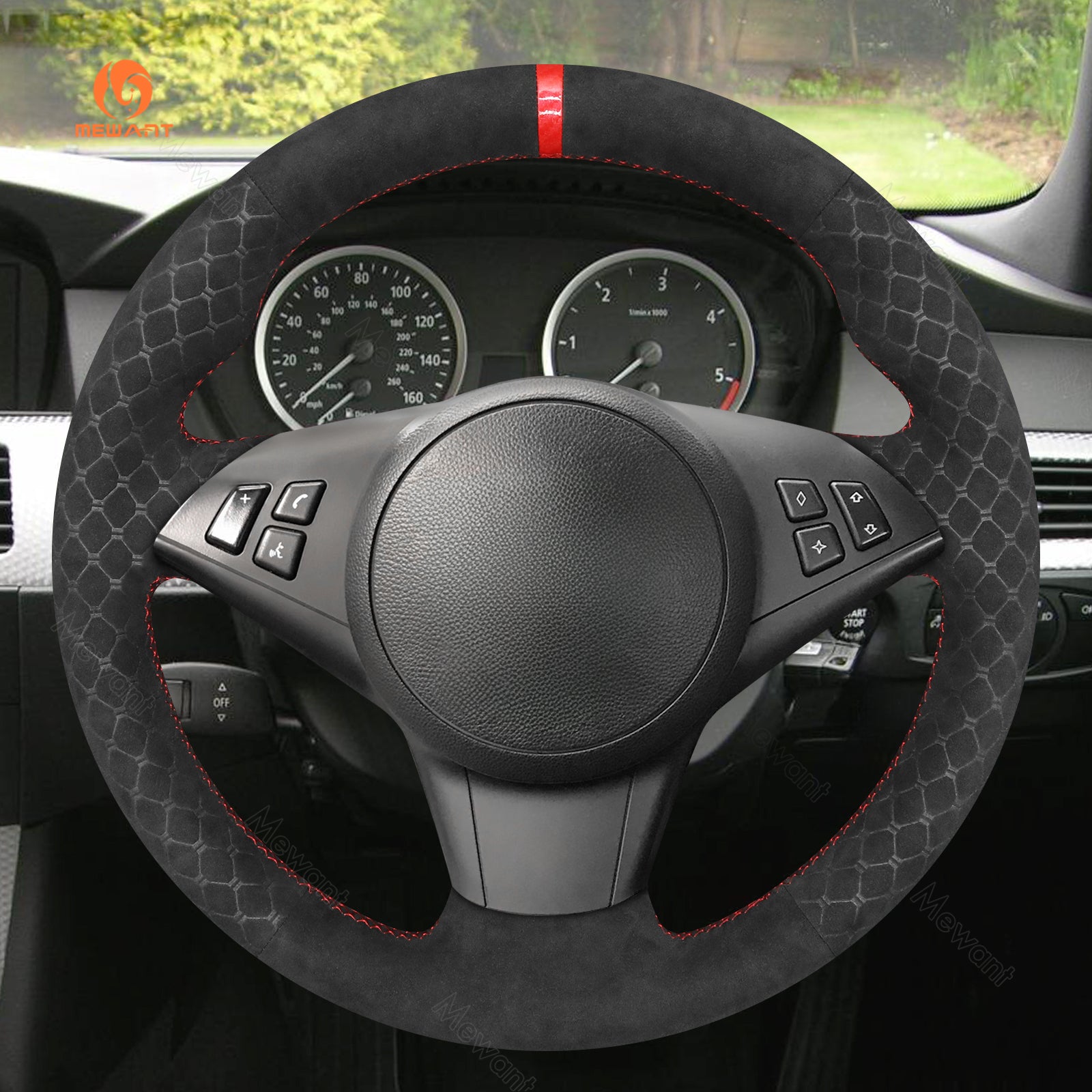 Copertura del volante dell'auto in vera pelle MEWAN per BMW X1 E84 / Serie 1 E81 E82 E87 E88