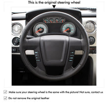 Load image into Gallery viewer, MEWANT Black Leather Suede Car Steering Wheel Cover for Ford F-150
