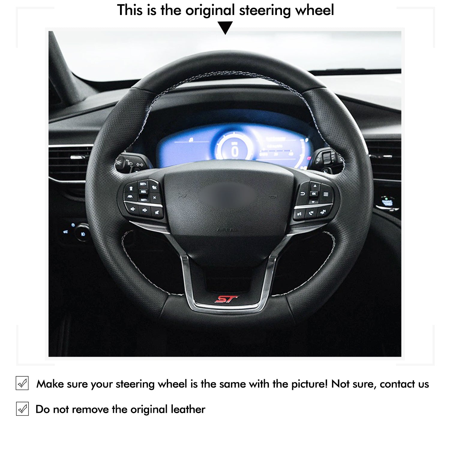 Car Steering Wheel Cover for Ford Explorer ST 2020-2023
