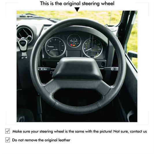 MEWAN Genuine Leather Car Steering Wheel Cove for Land Rover Defender