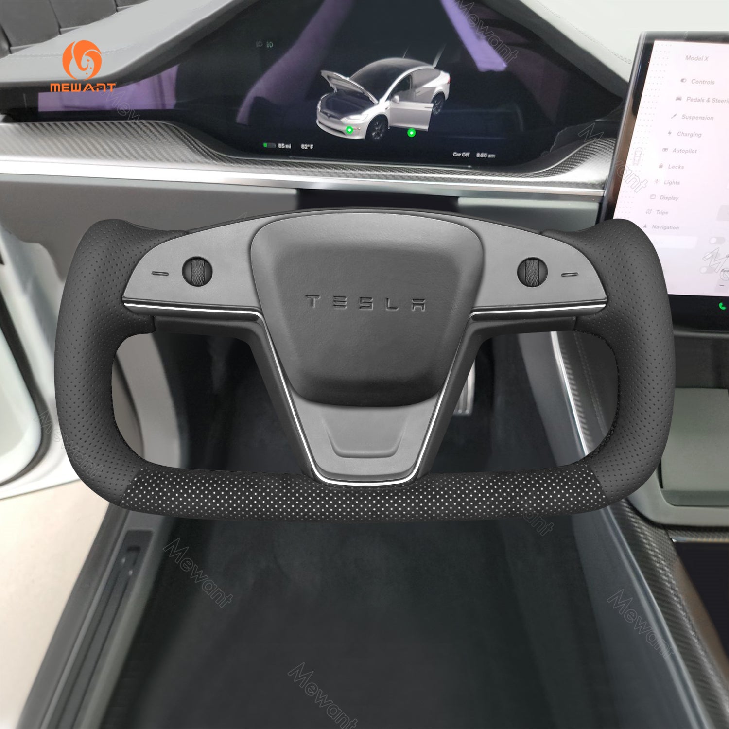 MEWANT Housse de volant de voiture en alcantara pour Tesla Model S/Model X