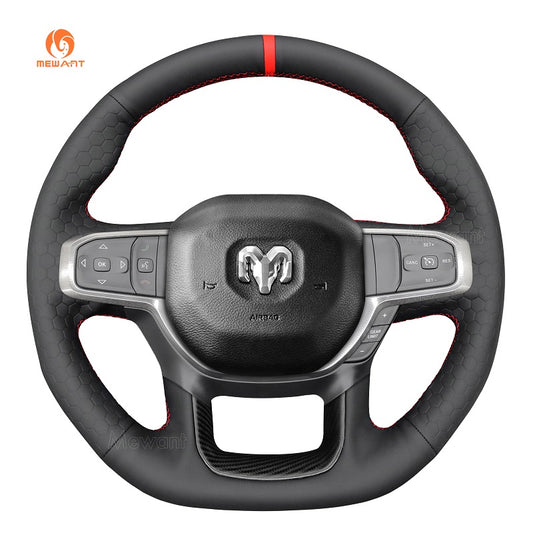 MEWANT Hand Stitch Car Steering Wheel Cover for Dodge Ram 1500 TRX 2021-2024