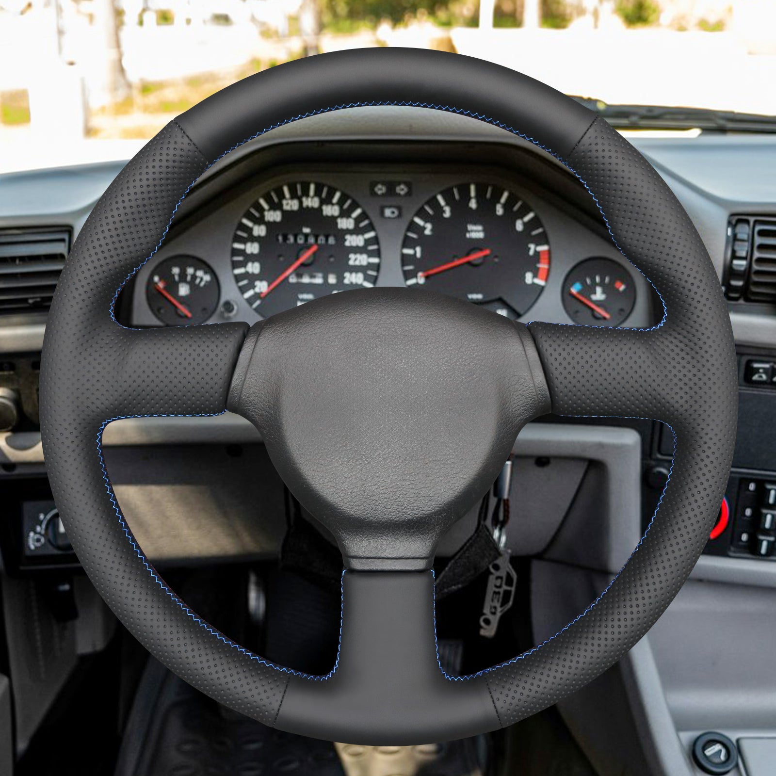 MEWAN Echtleder-Lenkradabdeckung für BMW X1 E84 / 1er E81 E82 E87 E88