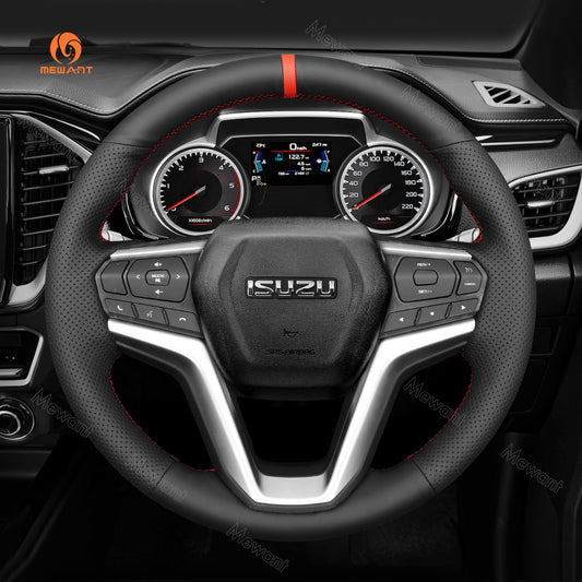 MEWANT Hand Sewn Alcantara Car Steering Wheel Cover for Isuzu D-MAX 2021-2022