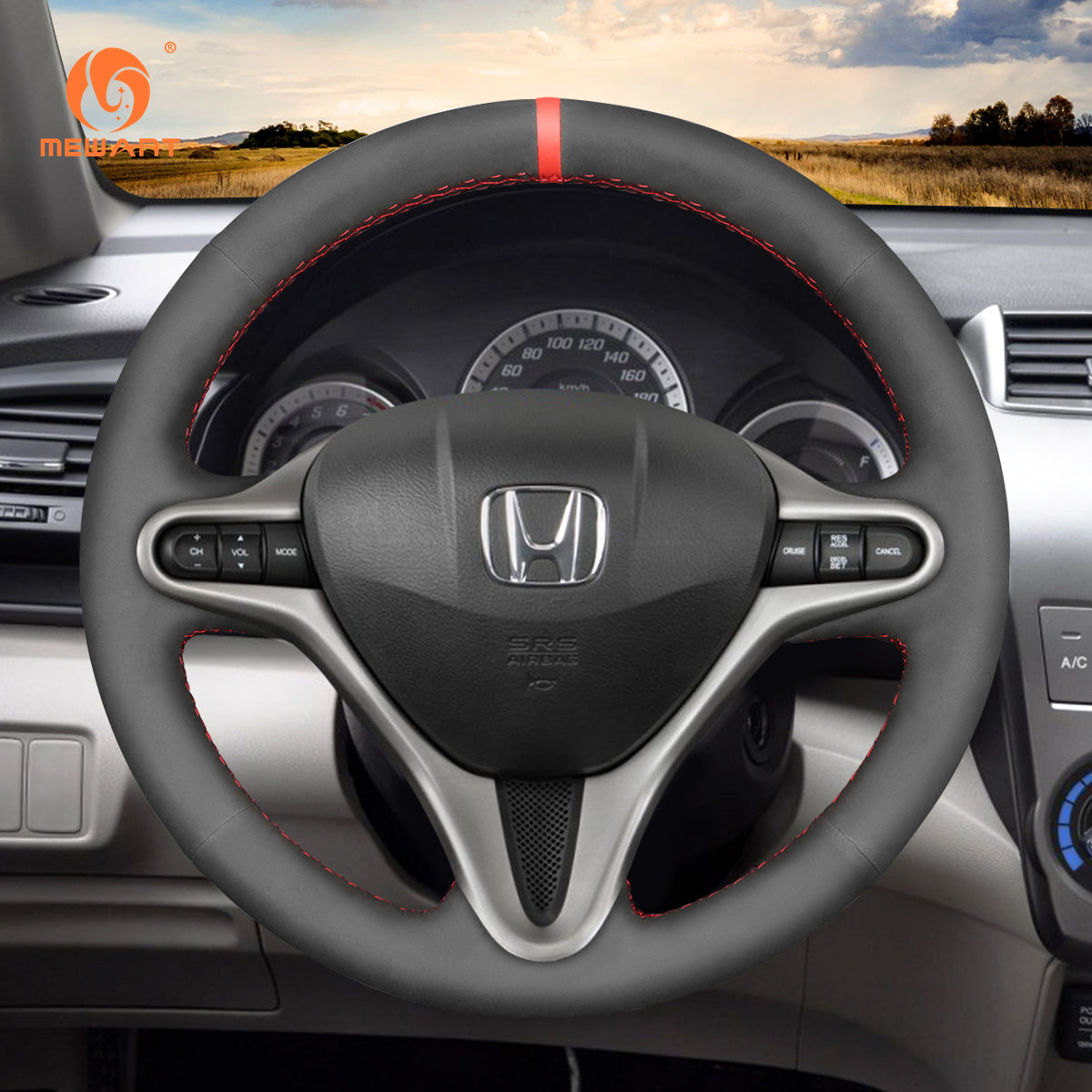 Car Steering Wheel Cover For Honda Fit 2009-2013 / Insight 2009-2014 / Honda Jazz 2008-2015 / City 2009-2013