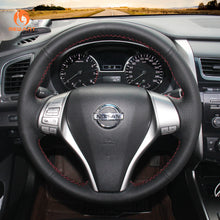 Cargue la imagen en el visor de la Galería, Car Steering Wheel Cover for Nissan Qashqai 2014-2017 / X-Trail 2014-2017 / Teana 2014-2015 / Altima 2013-2018 / Sentra 2014-2017 / Tiida 2015 / Navara 2016-2020 / Pulsar 2014-2019 / Rogue 2014-2016 / Nissan Navara D23 2015-2020
