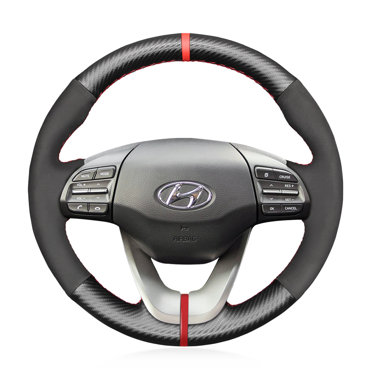 MEWANT Hand Stitch Car Steering Wheel Cover for Hyundai Veloster 2019 / i30 2017-2019 / Elantra 2019