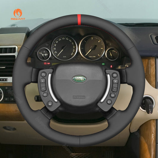 MEWANT handgenähter schwarzer Leder-Lenkradbezug für Land Rover Range Rover 2003–2012