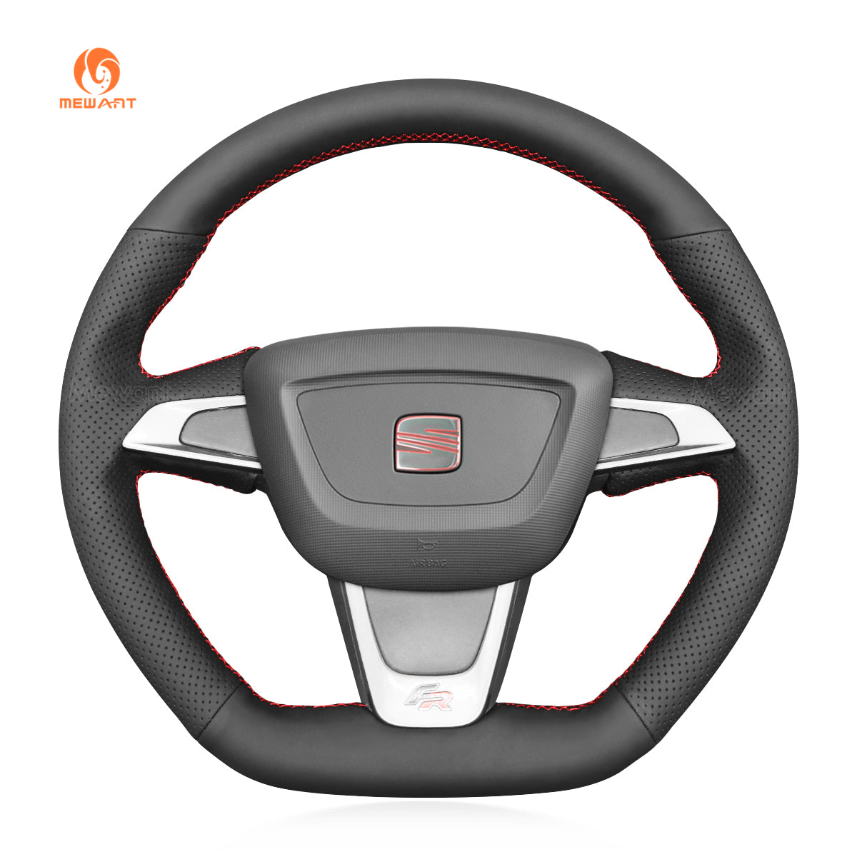 MEWANT Hand Stitch Car Steering Wheel Cover for Seat Ibiza (6J) (FR|CUPRA) 2012-2015 / Mii FR 2013-2020