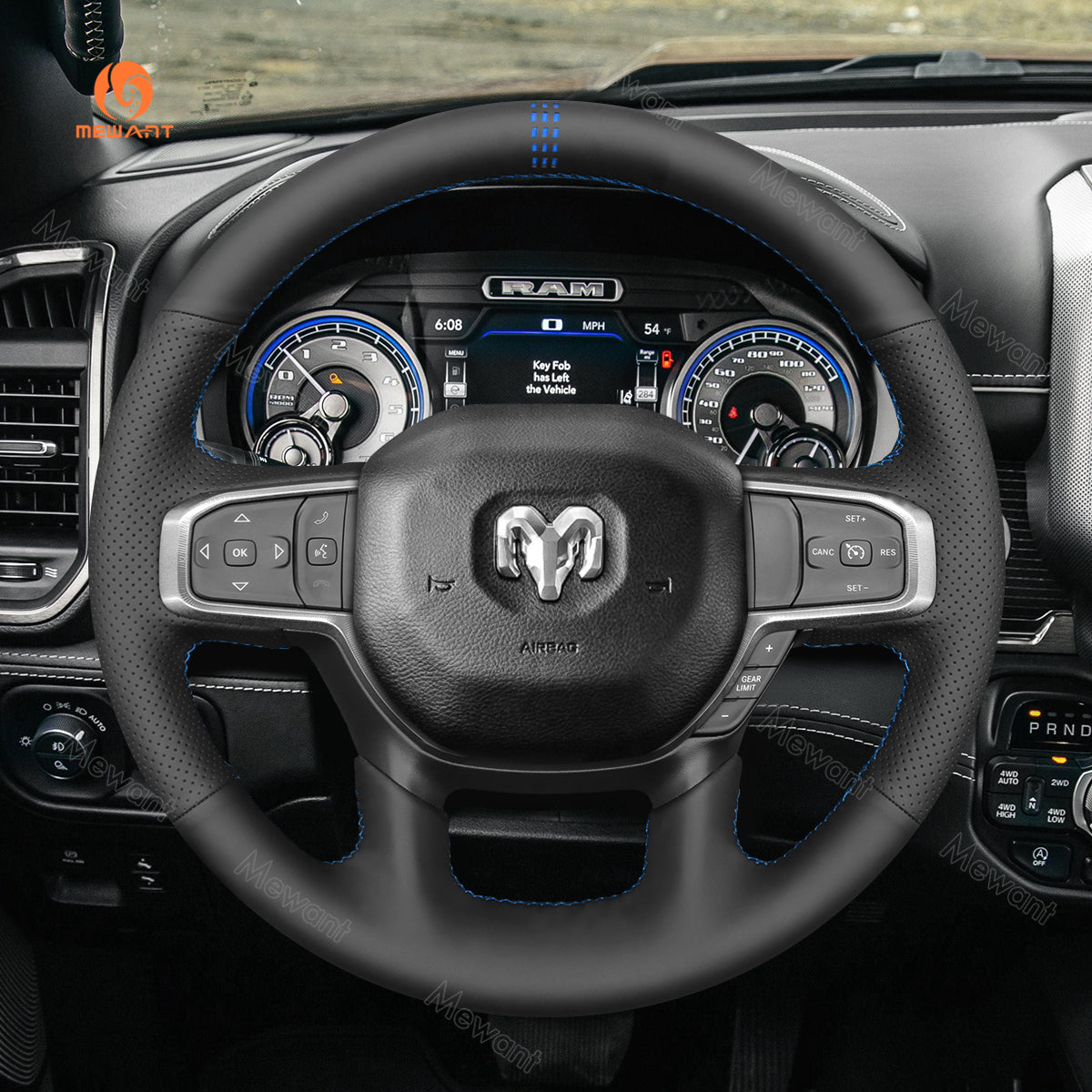 MEWANNT Funda para volante de coche cosida a mano para Dodge RAM 1500 2019-2023/para Dodge