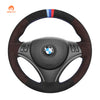 MEWANT Coprivolante per auto in fibra di carbonio in pelle scamosciata nera cucita a mano per BMW Serie 1 E81 E82 E87 E88 2008-2012 / Serie 3 E90 E91 E92 E93 2006-2011