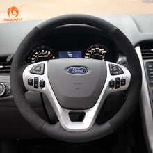 Cargue la imagen en el visor de la Galería, MEWAN Genuine Leather Car Steering Wheel Cove for Ford Edge / Explorer / Flex / Taurus
