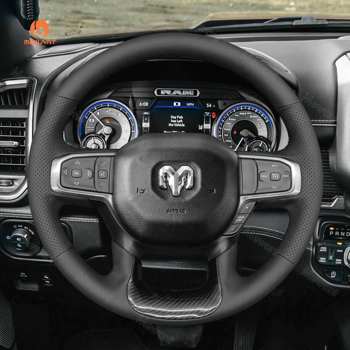 MEWANNT Funda para volante de coche cosida a mano para Dodge RAM 1500 2019-2023/para Dodge