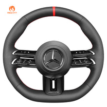Carica l&#39;immagine nel visualizzatore di Gallery, MEWAN Genuine Leather Car Steering Wheel Cove for Mercedes-Benz CLA35 AMG/ AMG GT 63
