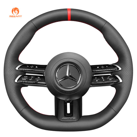 MEWAN Genuine Leather Car Steering Wheel Cove for Mercedes-Benz CLA35 AMG/ AMG GT 63