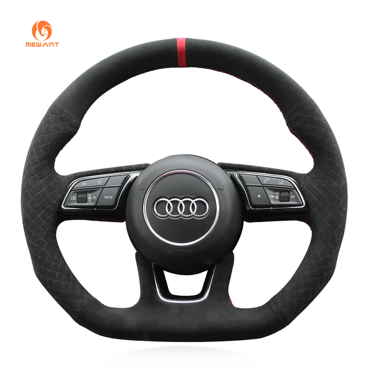 MWANT Dark Grey Alcantara Car Steering Wheel Cover for Audi A3 A5 RS 3 RS 5 S3 S4 S5